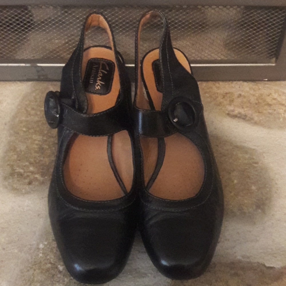 Black Leather Maryjane by Clarks